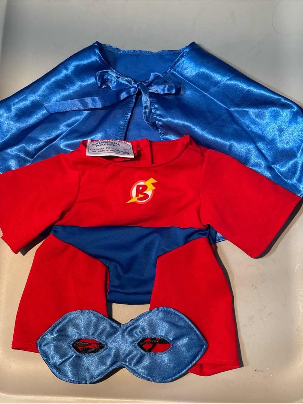 Build-A-Bear VTG Super Hero Jumpsuit Cape Mask Teddy Costume Outfit Halloween